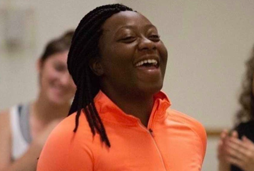 Samantha Turner laughing during a musical theatre intensive
